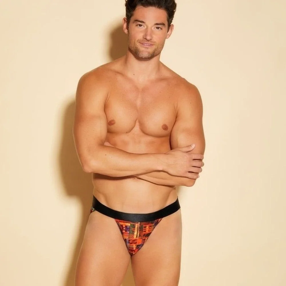 Cosabella Mens‎ Abstract Geometric Print Low Rise Brief Mesh Lace Underwear